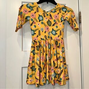 Dot Dot Smile A-line 3/4 sleeve dress Yellow Floral sz 5/6 NWT